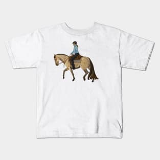 Buckskin Western Dressage Horse Kids T-Shirt